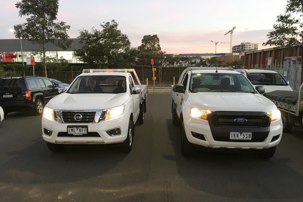 Nissan Navara RX vs Ford Ranger XL front 1